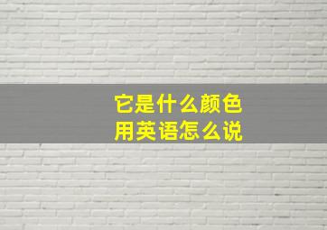 它是什么颜色 用英语怎么说